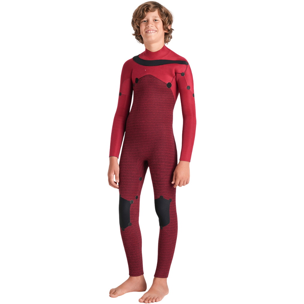 2026 C-Skins Junior Nuwave Session 4/3mm Chest Zip Wetsuit C-NSE43JCZ - Bluestone / Steel Blue X / Lime